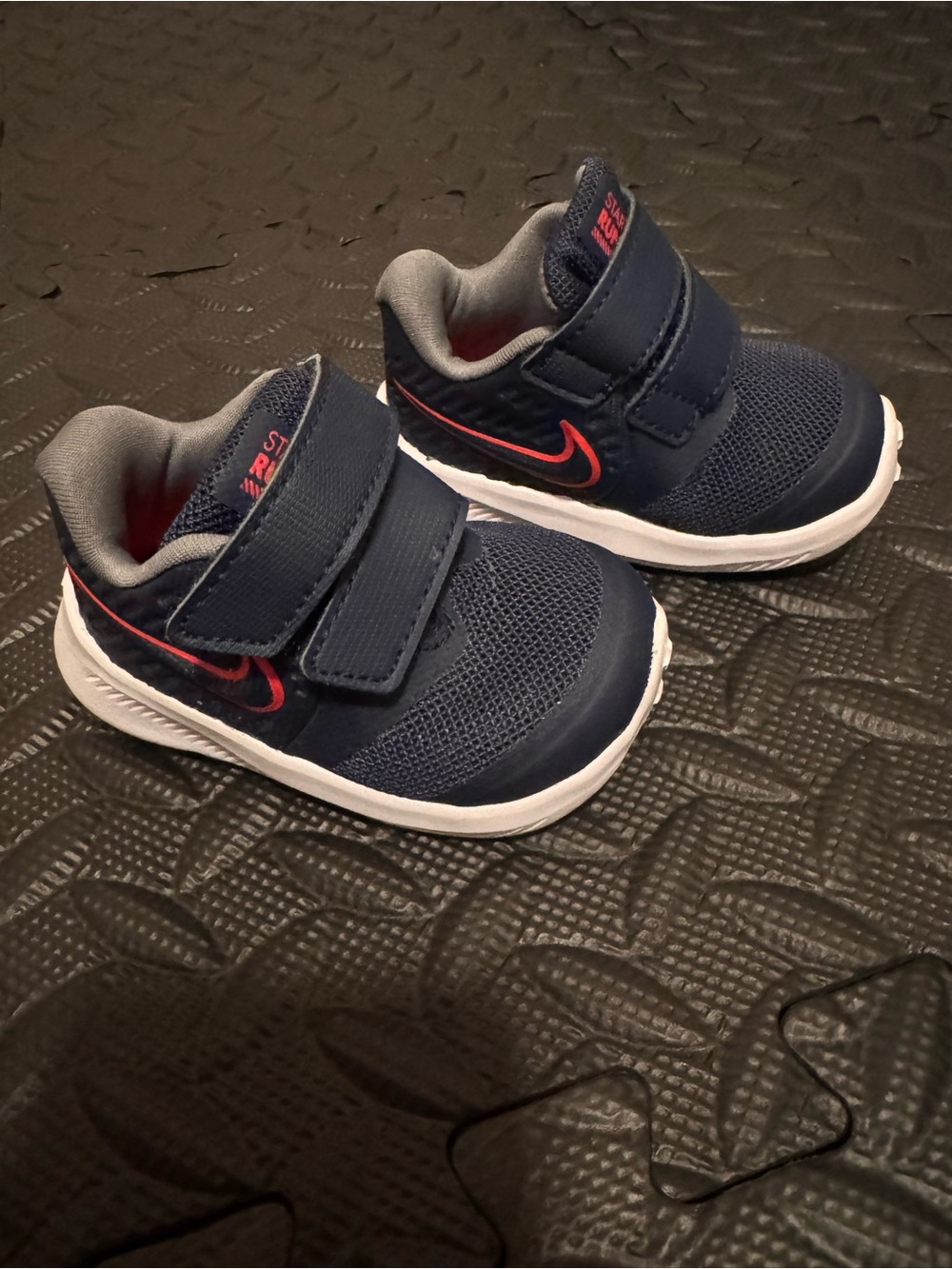Nike Kids Navy and Red Velcro Athletic Sneakers